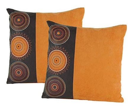 Wayborn Multi Color Medallions Decorative Pillow, Orange 17"X17" (One Pair)