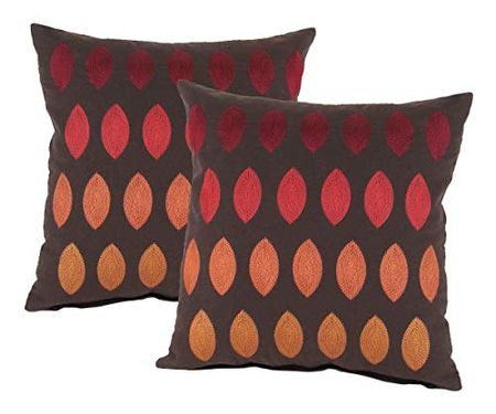 Wayborn Multi Color Color of The Seasons Pillow, Red/Orange 17"X17" (One Pair)