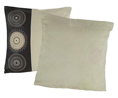 Wayborn Multi Color Medallions Decorative Pillow, Crème 17"X17" (One Pair)