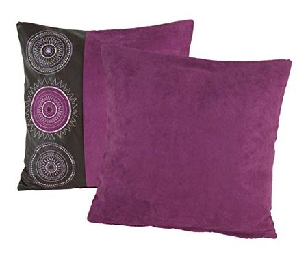 Wayborn Multi Color Medallions Decorative Pillow, Purple 17"X17" (One Pair)