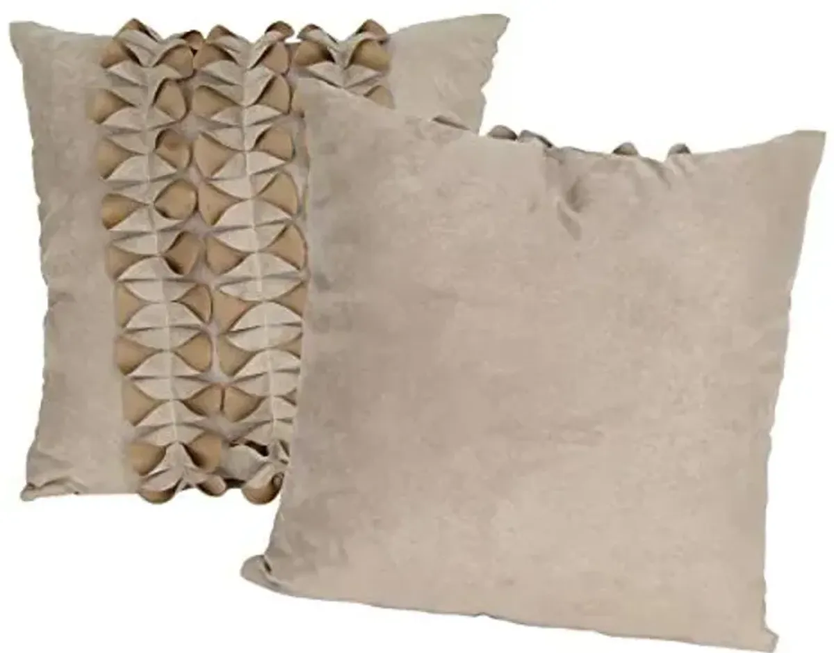 Wayborn Beige Color Rasised Pattern Throw Pillow 18"X18" (One Pair)