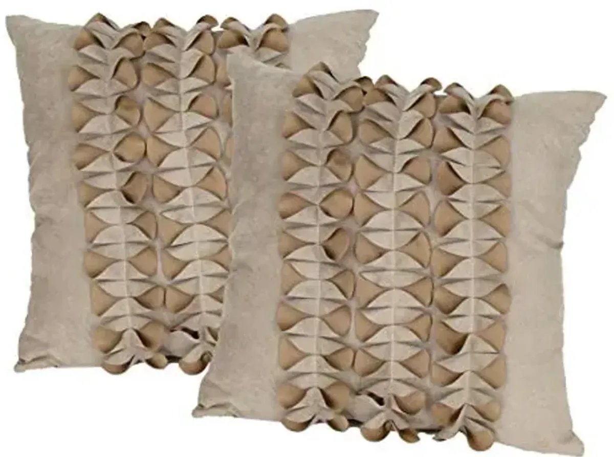 Wayborn Beige Color Rasised Pattern Throw Pillow 18"X18" (One Pair)