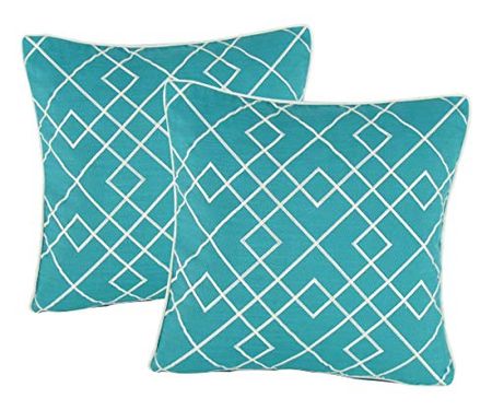 Wayborn Ocean Blue Color Estancia Decorative Pillow, Turquoise 17"X17" (One Pair)