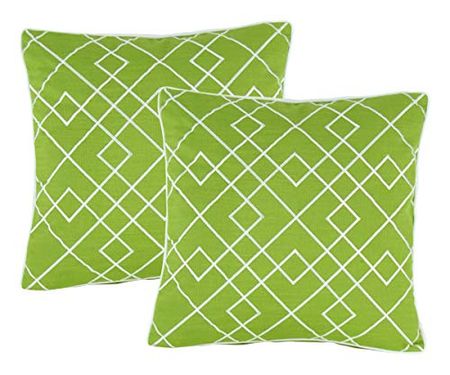 Wayborn Mint Green Color Estancia Decorative Pillow, Lime Green 17"X17" (One Pair)