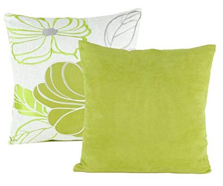 Wayborn Mint Green Color Embroidered Poly Linen Pillow, Green 17"X17" (One Pair)