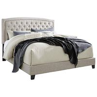 Signature Design by Ashley Jerary Farmhouse Button-Tufted Upholstered Platform Bed, Queen, Light Gray