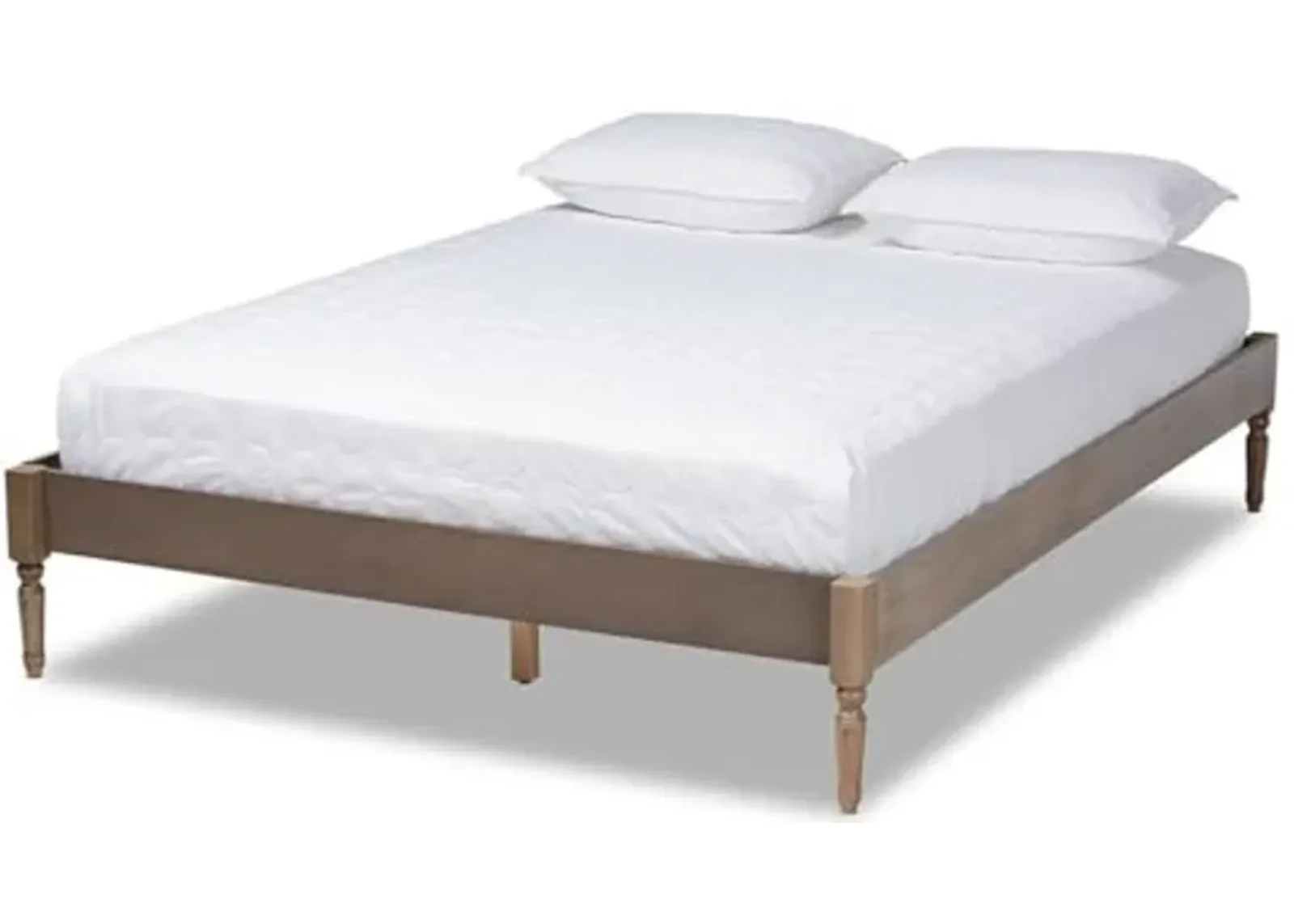 Baxton Studio Colette French Bohemian Weathered Grey Oak Finished Wood Full Size Platform Bed Frame