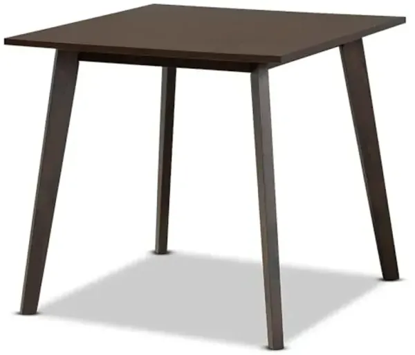 Baxton Studio Britte Mid-Century Modern Dark Oak Brown Finished Square Wood Dining Table