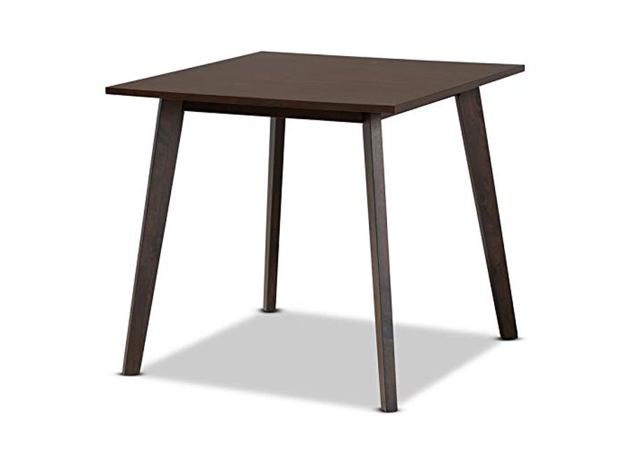 Baxton Studio Britte Mid-Century Modern Dark Oak Brown Finished Square Wood Dining Table