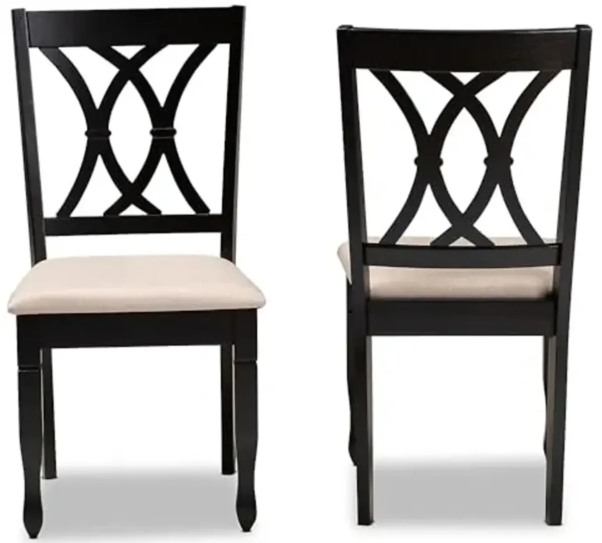 Baxton Studio Reneau Modern and Contemporary Sand Fabric Upholstered Espresso Brown Finished Wood 2-Piece Dining Chair Set