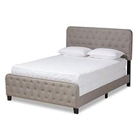 Baxton Studio Annalisa King Size Grey Upholstered Button Tufted Panel Bed