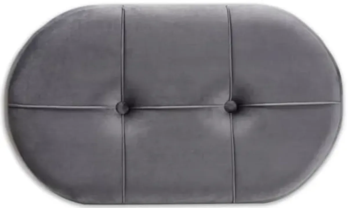 Baxton Studio Simone Mid-Century Modern Grey Velvet Fabric Upholstered Wood Ottoman