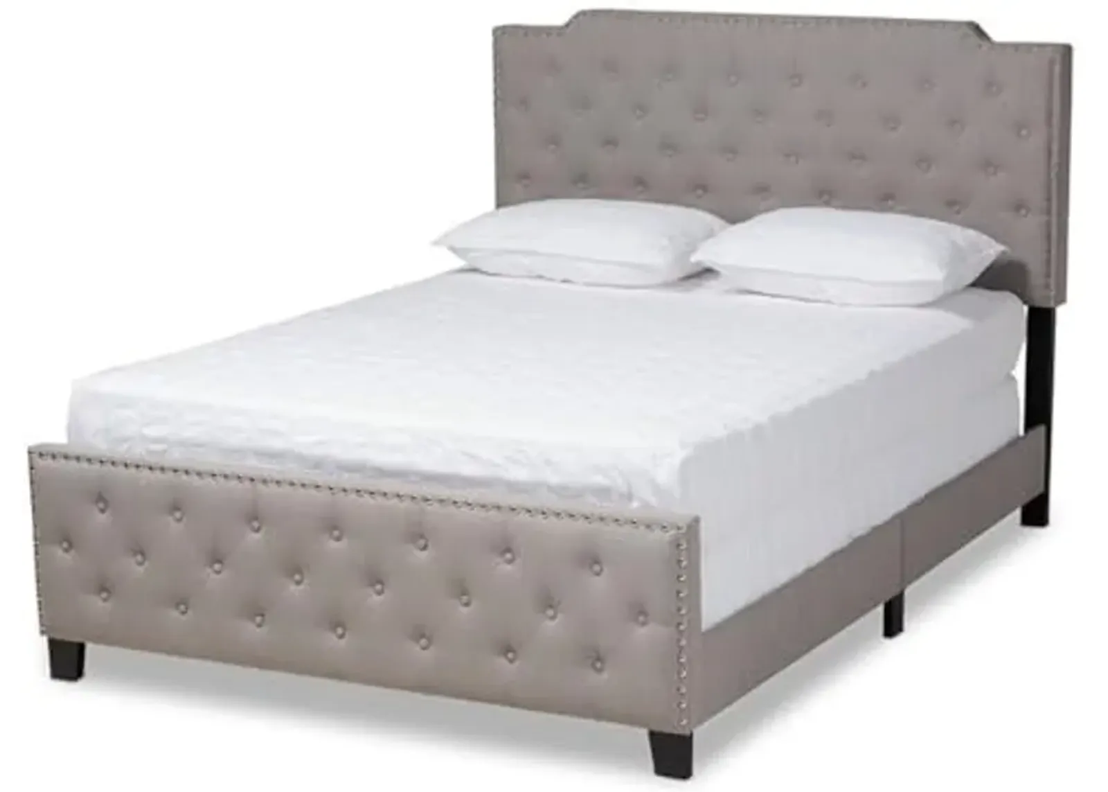 Baxton Studio Marion Modern Transitional Grey Fabric Upholstered Button Tufted Queen Size Panel Bed