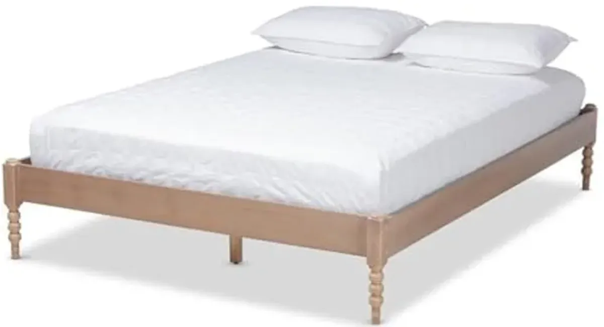 Baxton Studio Cielle Mid-Century Wood Platform Full Bed in Antique Oak