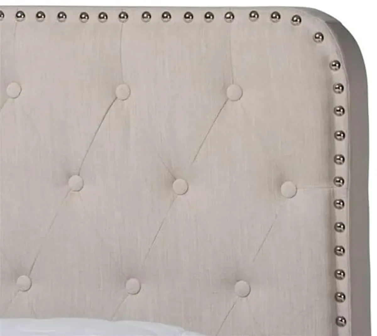 Baxton Studio Annalisa Modern Transitional Beige Fabric Upholstered Button Tufted Queen Size Panel Bed