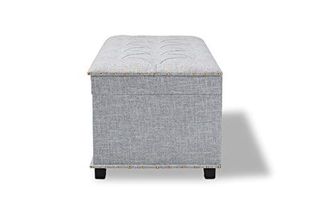 Baxton Studio Kyra Fabric Upholstered Coffee Table with Storage in Gray