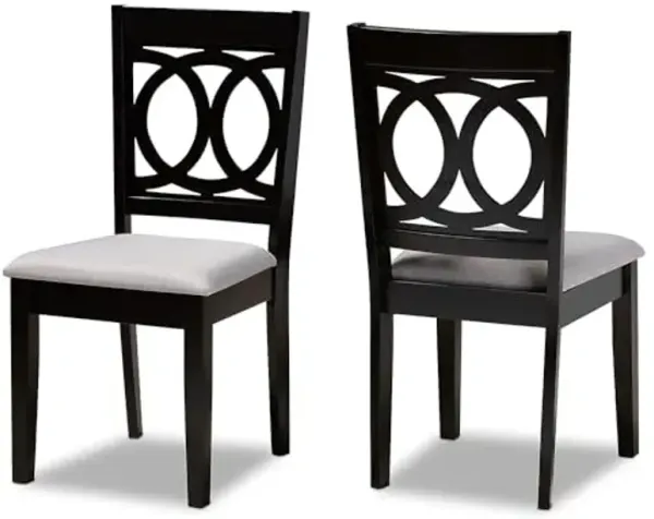 Baxton Studio Lenoir Modern and Contemporary Grey Fabric Upholstered Espresso Brown Finished Wood 2-Piece Dining Chair Set