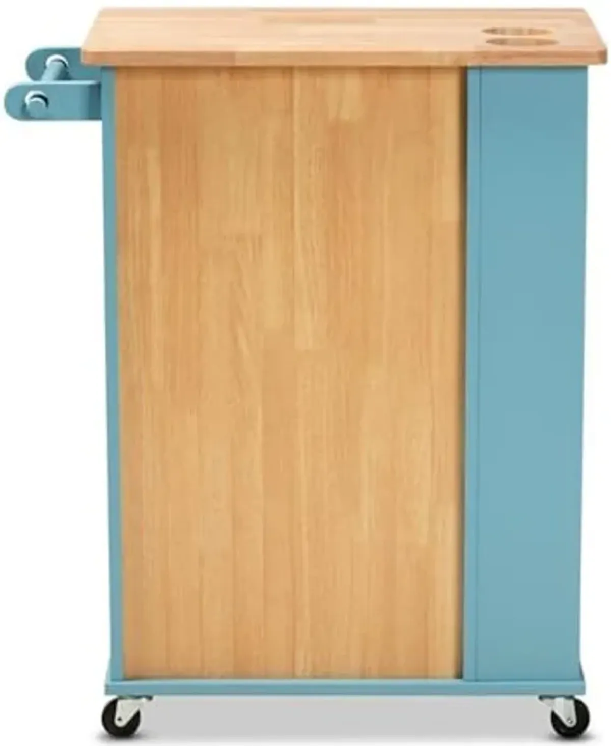 Baxton Studio Liona Modern and Contemporary Sky Blue Finished Wood Kitchen Storage Cart