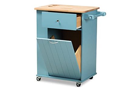 Baxton Studio Liona Modern and Contemporary Sky Blue Finished Wood Kitchen Storage Cart