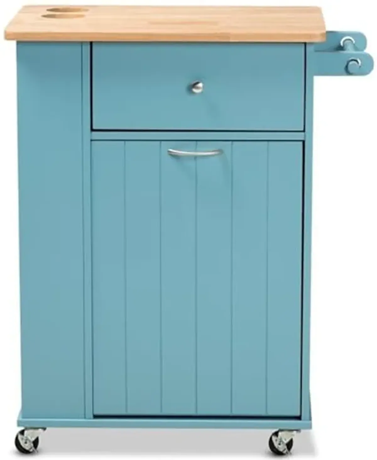 Baxton Studio Liona Modern and Contemporary Sky Blue Finished Wood Kitchen Storage Cart