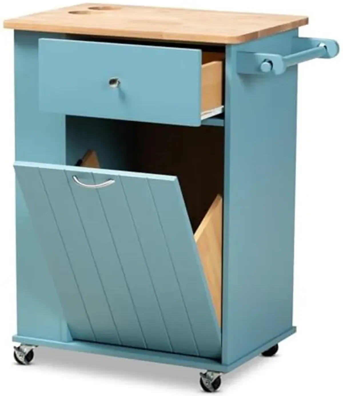 Baxton Studio Liona Modern and Contemporary Sky Blue Finished Wood Kitchen Storage Cart