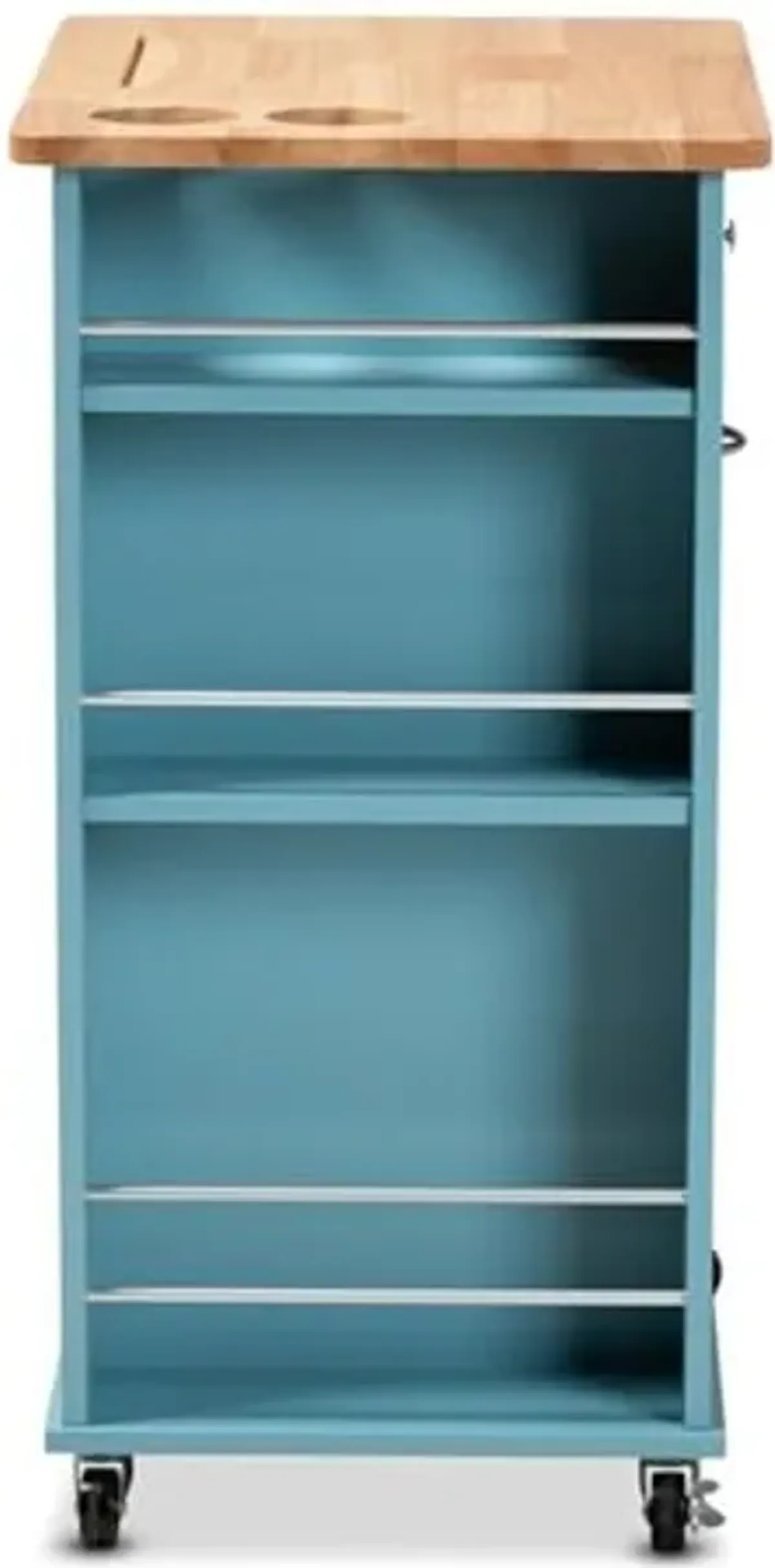 Baxton Studio Liona Modern and Contemporary Sky Blue Finished Wood Kitchen Storage Cart