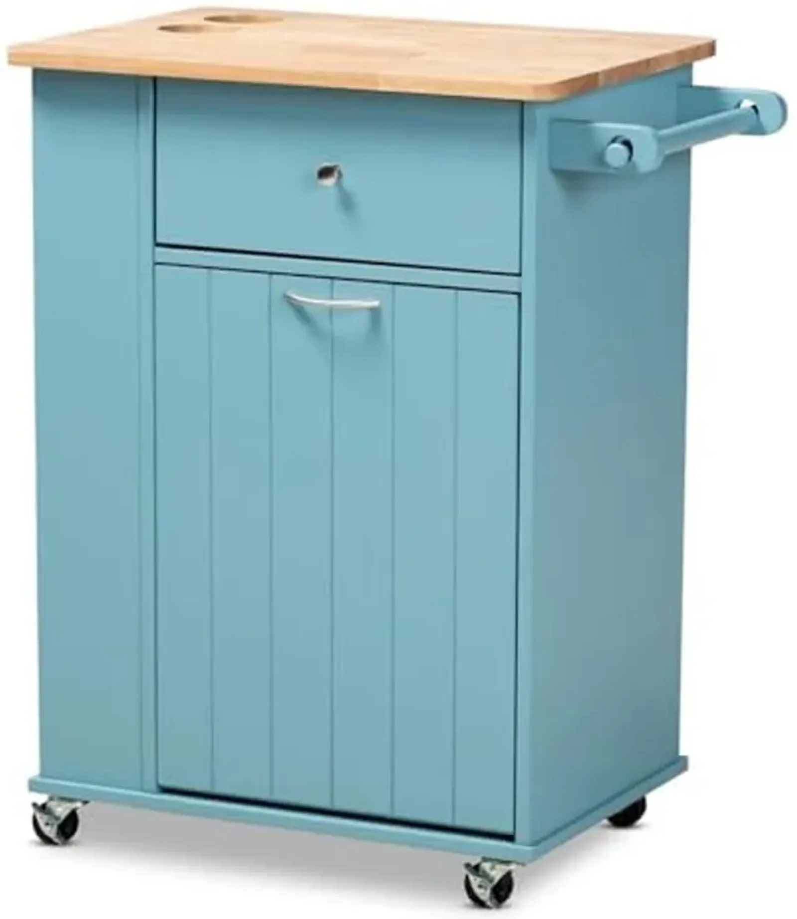 Baxton Studio Liona Modern and Contemporary Sky Blue Finished Wood Kitchen Storage Cart