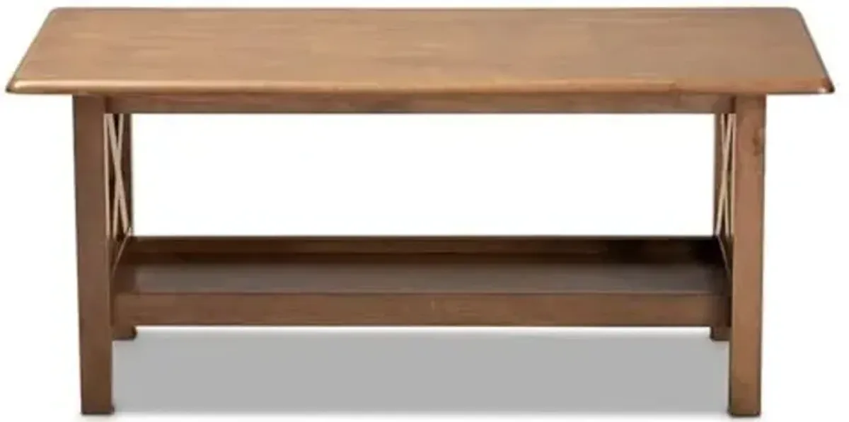 Baxton Studio Reese Traditional Transitional Walnut Brown Finished Rectangular Wood Coffee Table