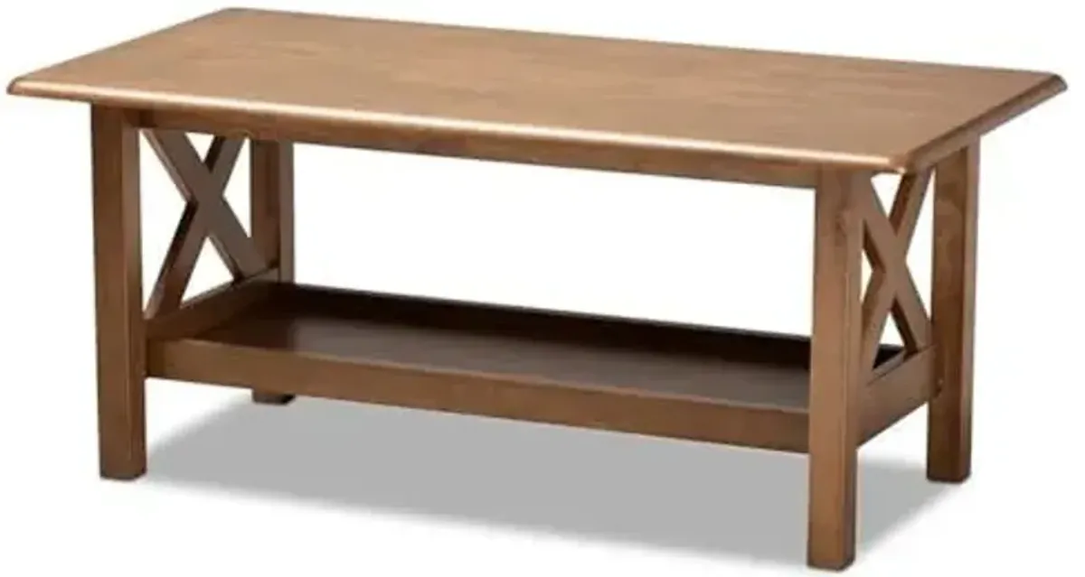Baxton Studio Reese Traditional Transitional Walnut Brown Finished Rectangular Wood Coffee Table