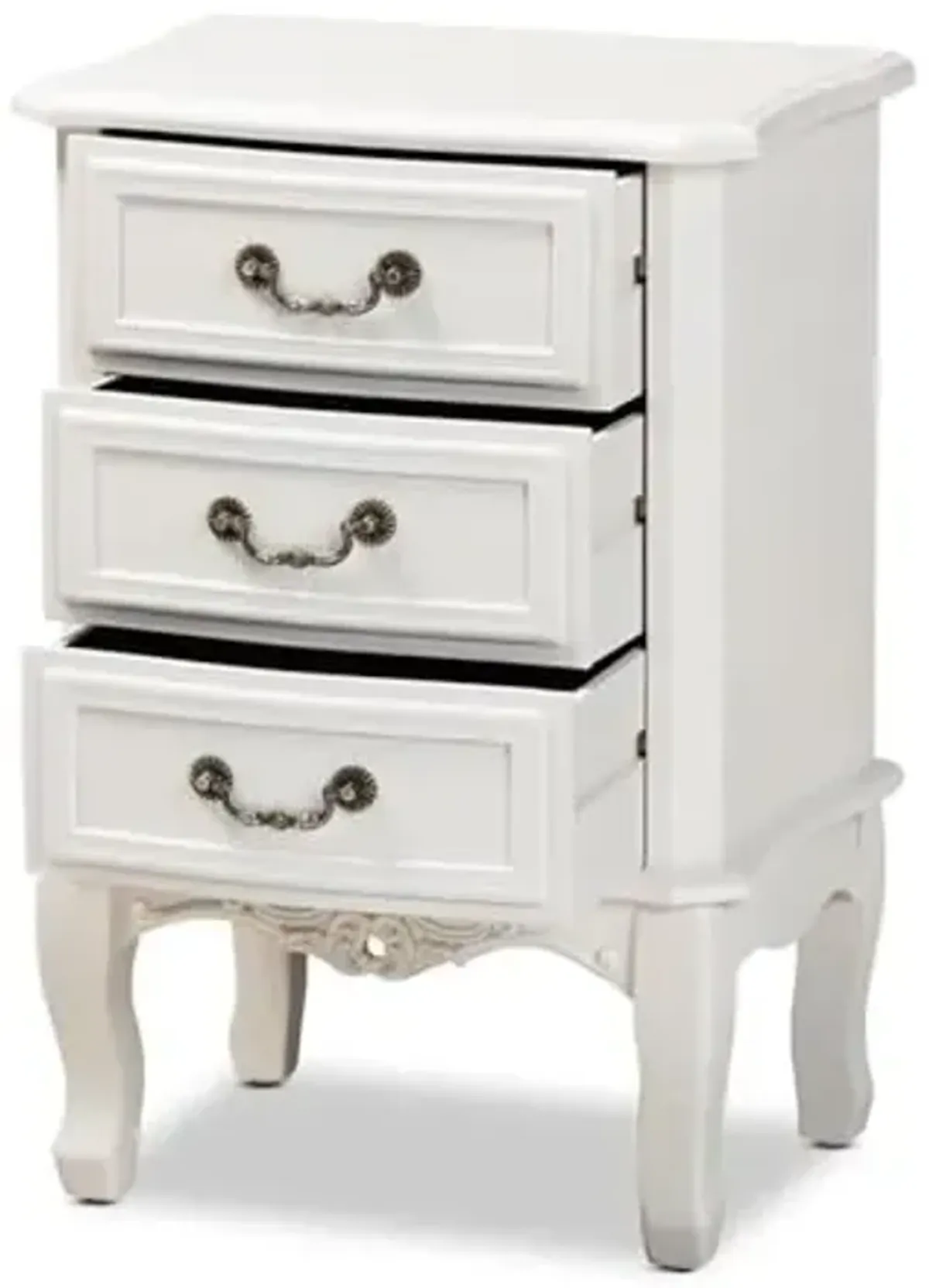 Baxton Studio Gabrielle Traditional French Country Provincial White-Finished 3-Drawer Wood Nightstand