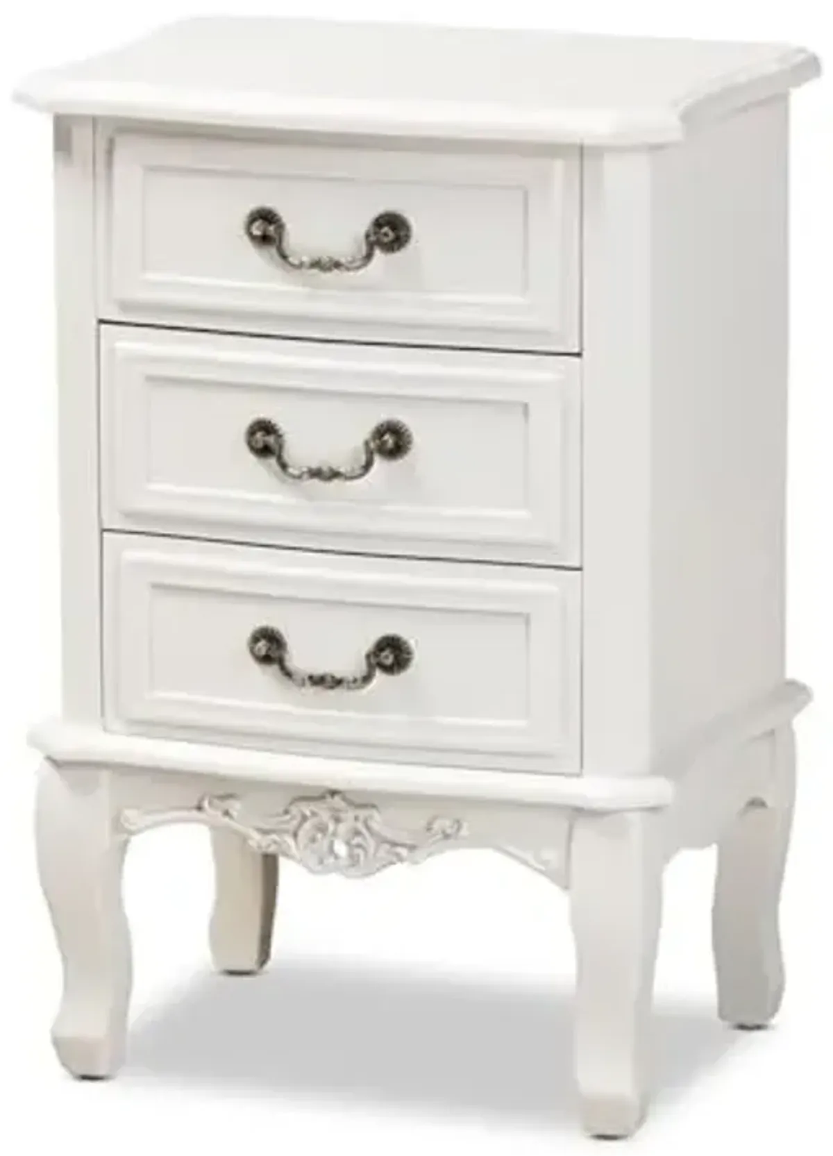 Baxton Studio Gabrielle Traditional French Country Provincial White-Finished 3-Drawer Wood Nightstand
