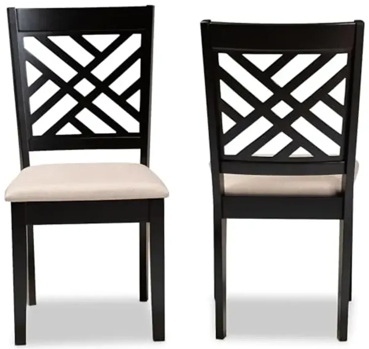 Baxton Studio Caron Contemporary Fabric Dining Chair, Sand Brown and Espresso, 2/Set