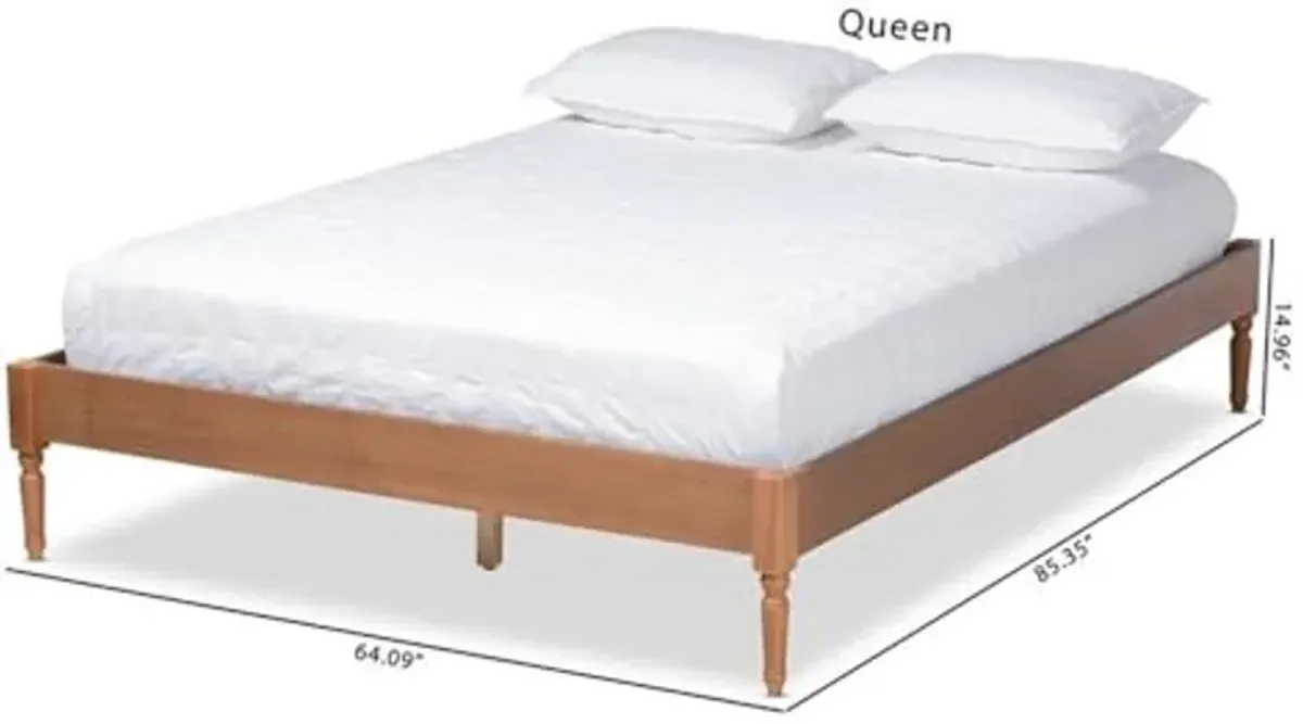 Baxton Studio Colette French Bohemian Ash Walnut Finished Wood Queen Size Platform Bed Frame