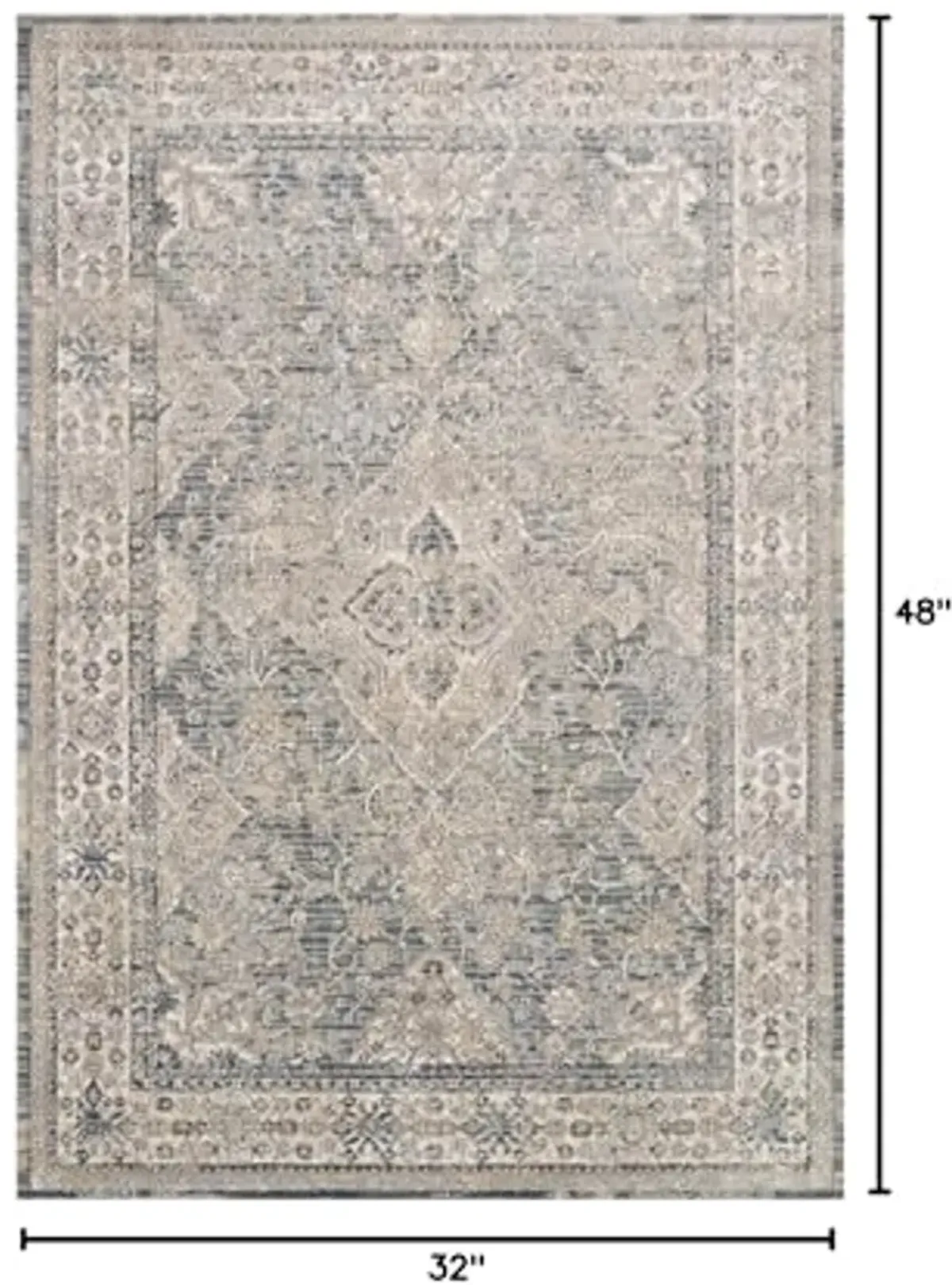 Loloi Teagan Collection 2'-8" x 4' Accent Rug in Sky/Natural - Large Area Rug, Soft Neutral Rug, High-Traffic Area Rug for Living Room, Bedroom, Home Office, Dining Area