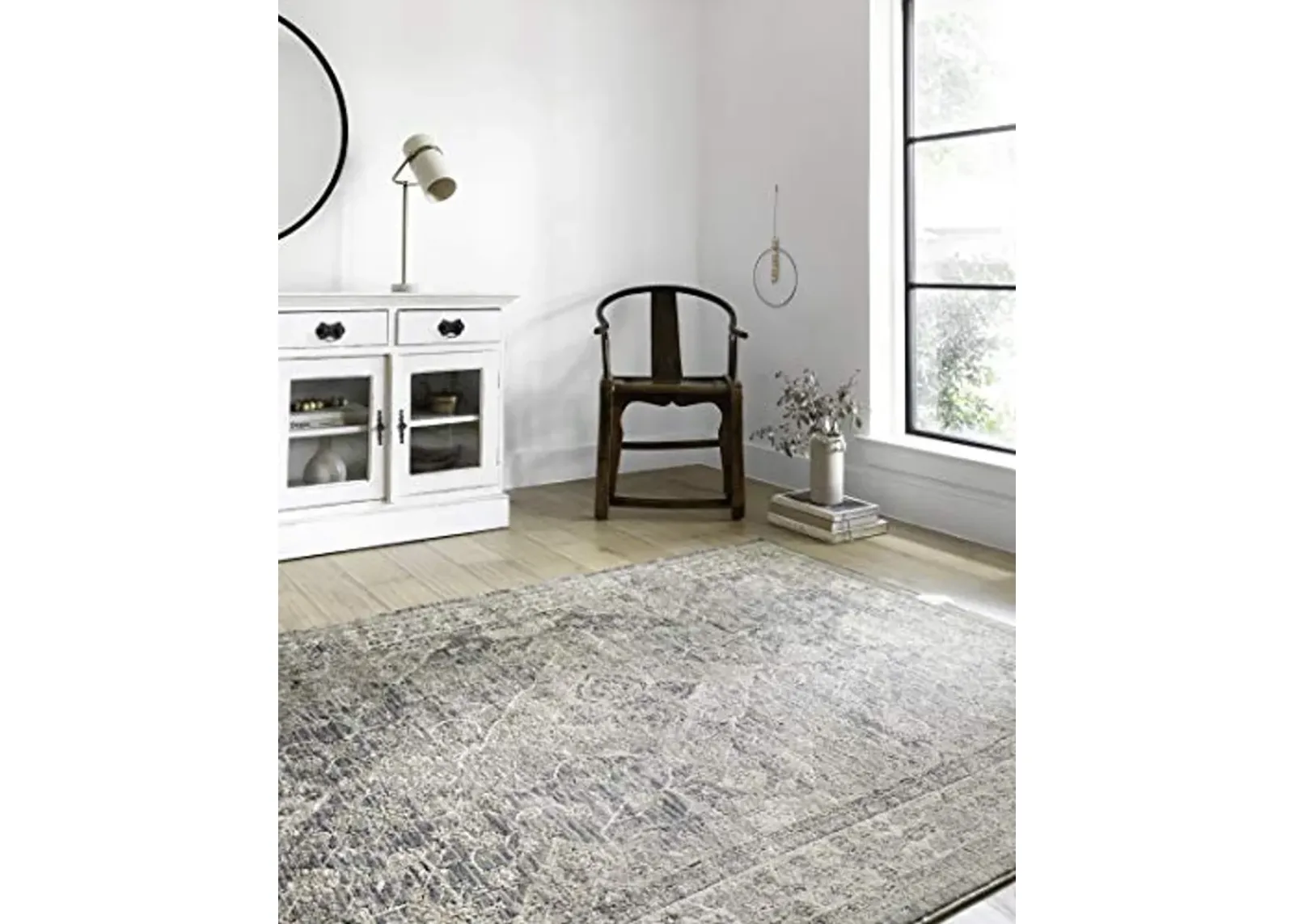 Loloi Teagan Collection 2'-8" x 4' Accent Rug in Sky/Natural - Large Area Rug, Soft Neutral Rug, High-Traffic Area Rug for Living Room, Bedroom, Home Office, Dining Area