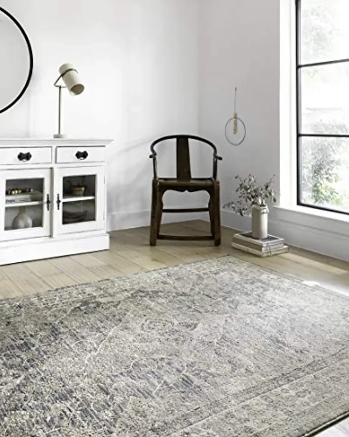 Loloi Teagan Collection 2'-8" x 4' Accent Rug in Sky/Natural - Large Area Rug, Soft Neutral Rug, High-Traffic Area Rug for Living Room, Bedroom, Home Office, Dining Area