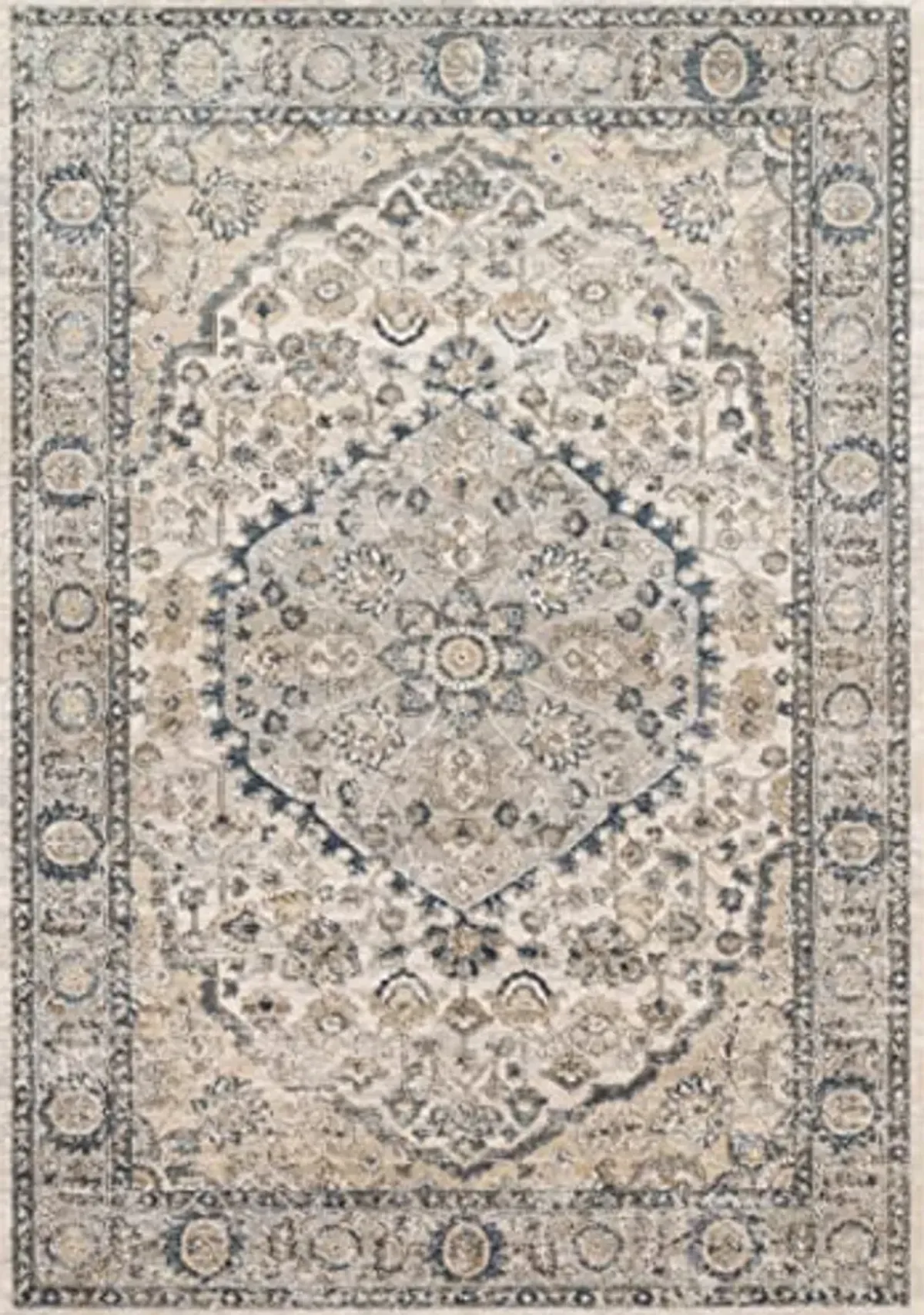 Loloi Teagan Collection 5'-3" x 7'-6" Area Rug in Natural/Lt. Grey - Large Area Rug, Soft Neutral Rug, High-Traffic Area Rug for Living Room, Bedroom, Home Office, Dining Area