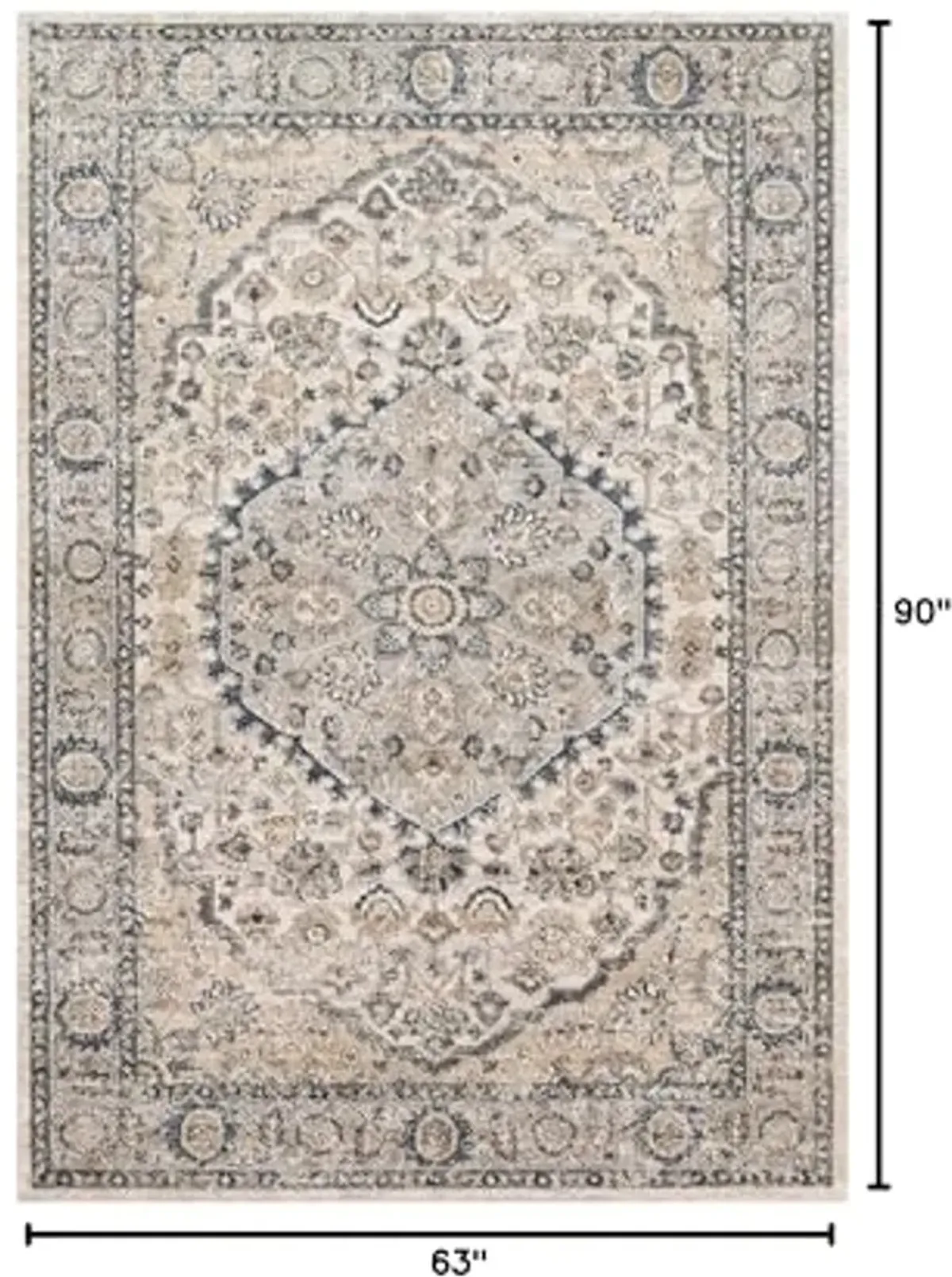 Loloi Teagan Collection 5'-3" x 7'-6" Area Rug in Natural/Lt. Grey - Large Area Rug, Soft Neutral Rug, High-Traffic Area Rug for Living Room, Bedroom, Home Office, Dining Area