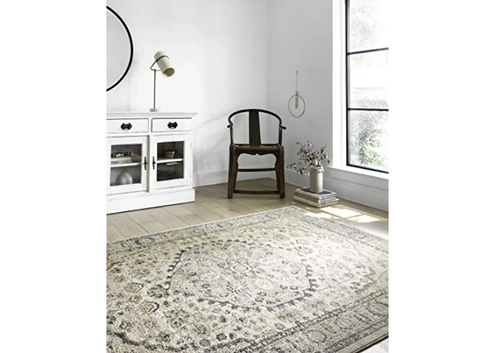 Loloi Teagan Collection 5'-3" x 7'-6" Area Rug in Natural/Lt. Grey - Large Area Rug, Soft Neutral Rug, High-Traffic Area Rug for Living Room, Bedroom, Home Office, Dining Area