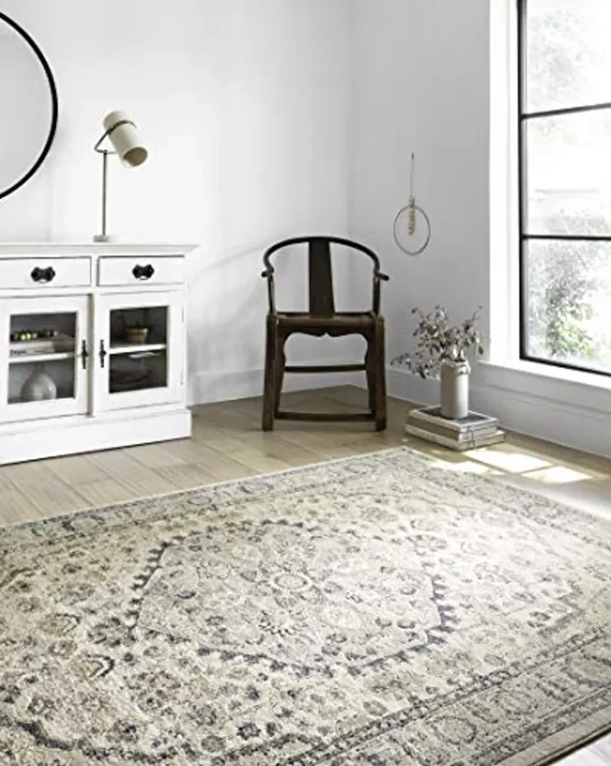 Loloi Teagan Collection 5'-3" x 7'-6" Area Rug in Natural/Lt. Grey - Large Area Rug, Soft Neutral Rug, High-Traffic Area Rug for Living Room, Bedroom, Home Office, Dining Area