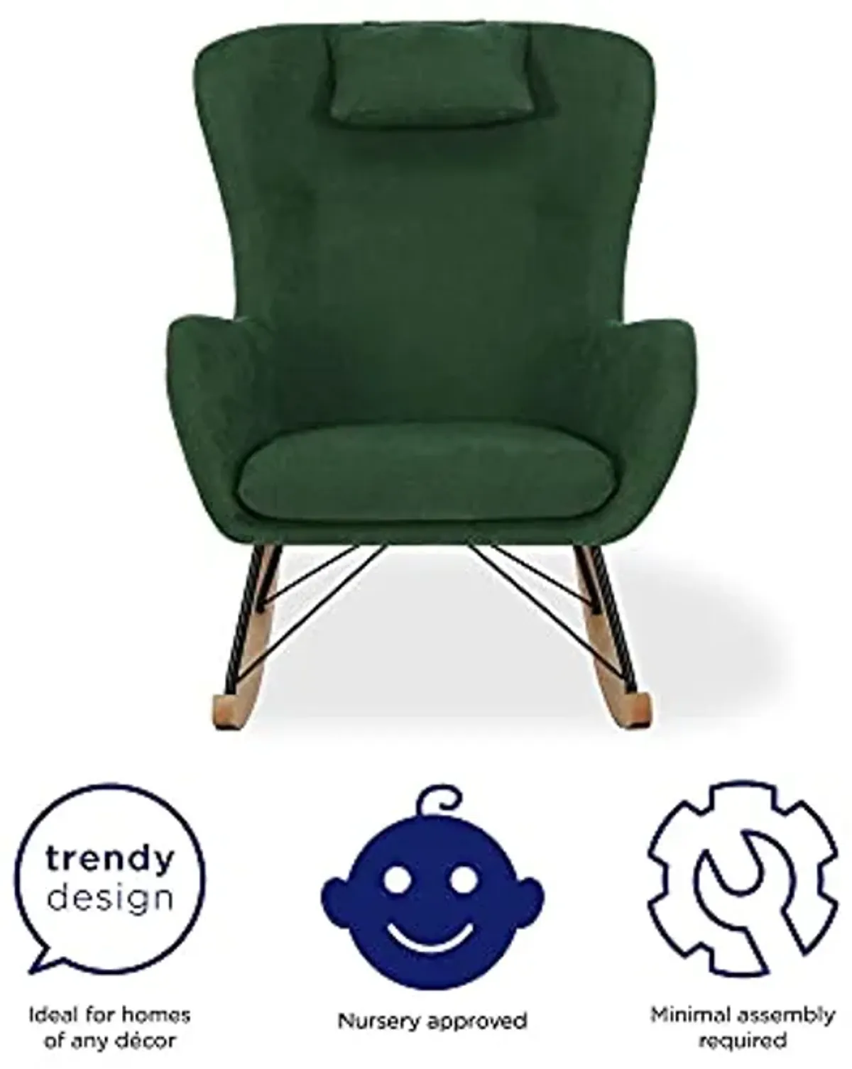 Baby Relax Cranbrook Rocker Accent Chair with Storage Pockets, Green