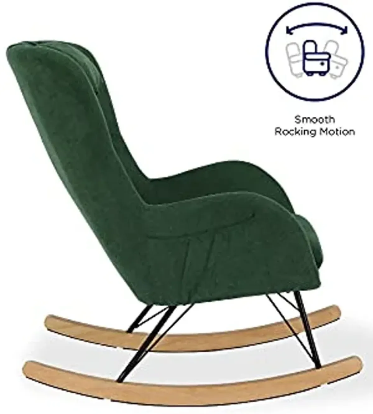 Baby Relax Cranbrook Rocker Accent Chair with Storage Pockets, Green