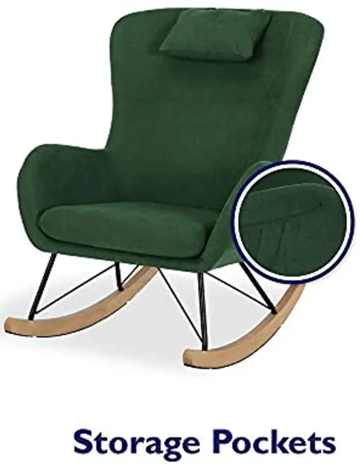 Baby Relax Cranbrook Rocker Accent Chair with Storage Pockets, Green