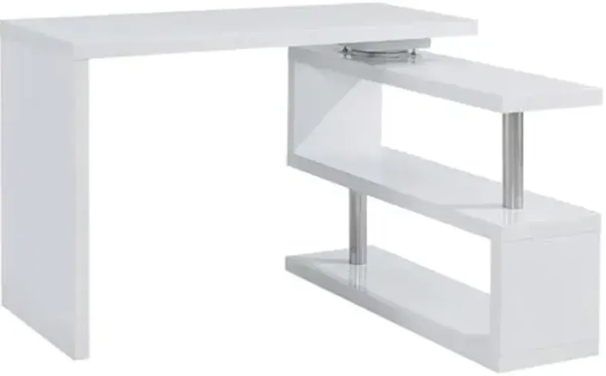 Southern Enterprises SEI Furniture Yates Adjustable Corner Writing Desk in White and Chrome