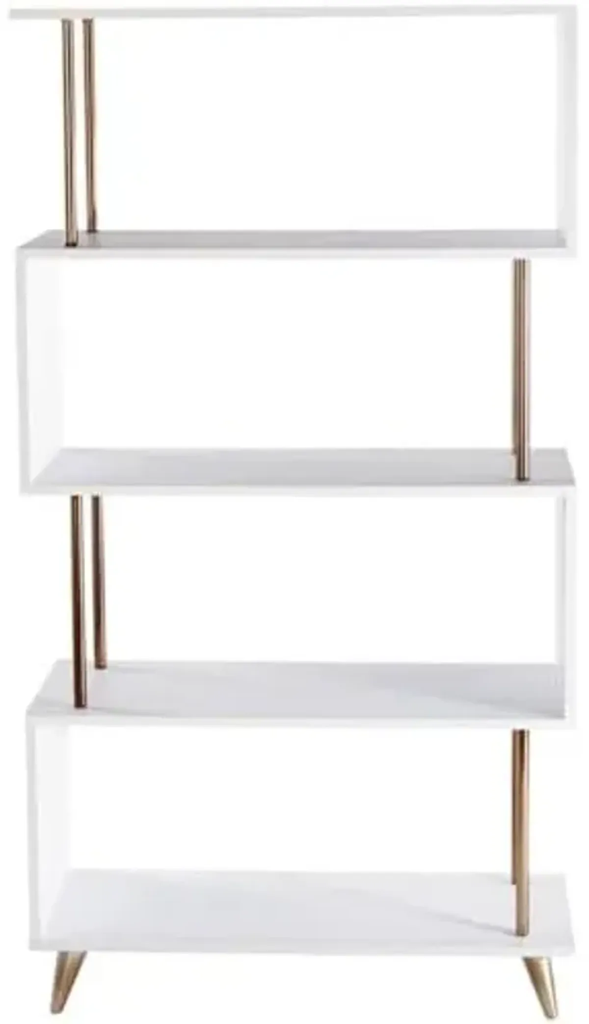 Southern Enterprises SEI Furniture Beckerman 4 Shelf Bookcase in White and Champagne