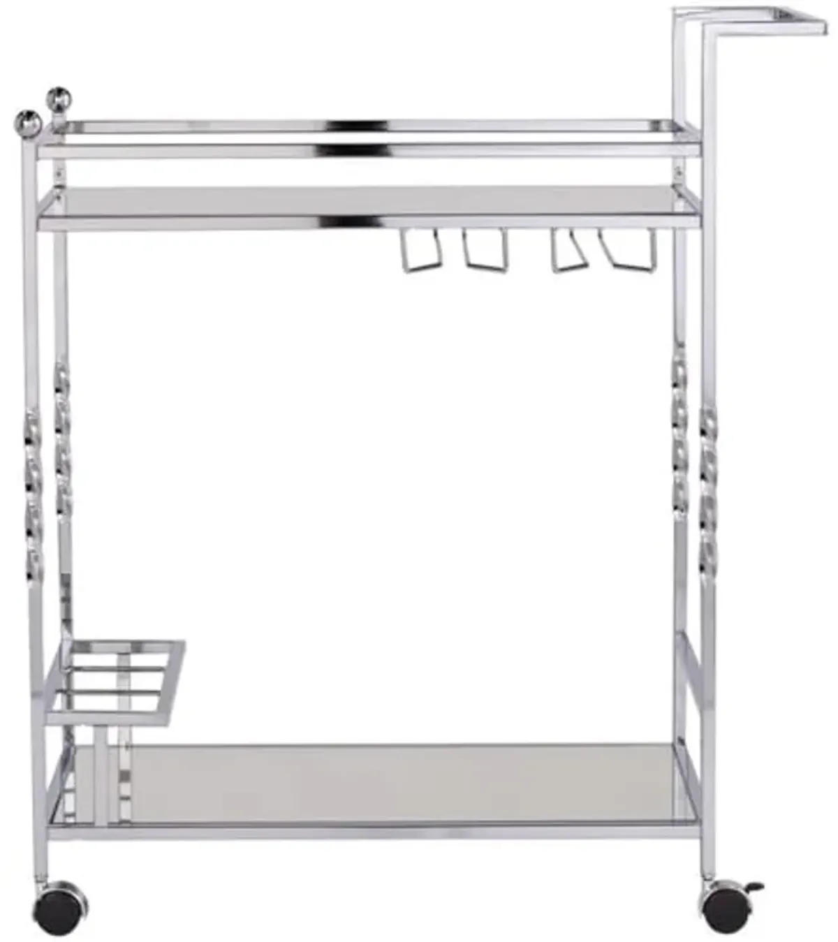 Southern Enterprises SEI Furniture Ivers Mirrored Metal Bar Cart in Chrome