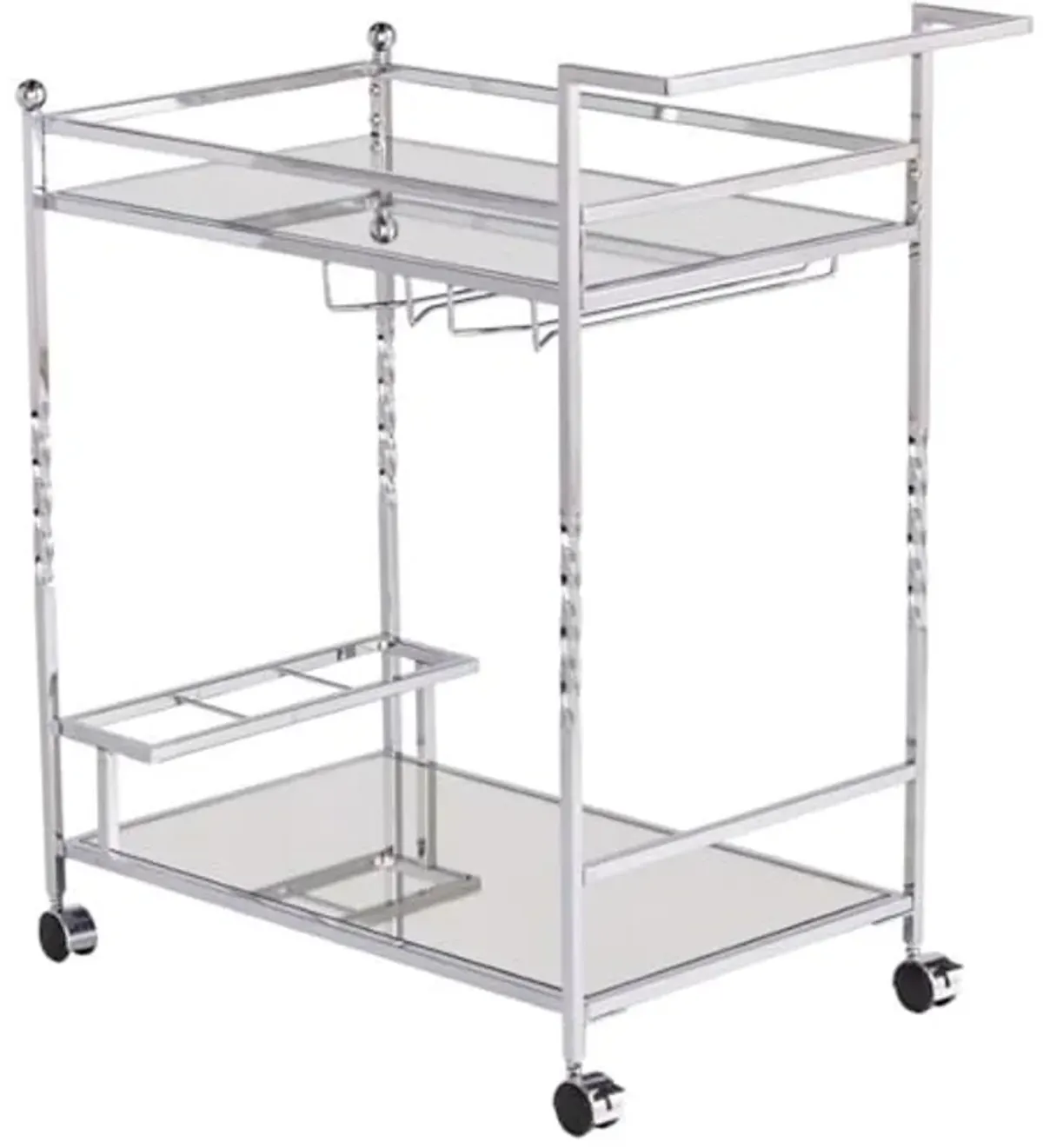 Southern Enterprises SEI Furniture Ivers Mirrored Metal Bar Cart in Chrome