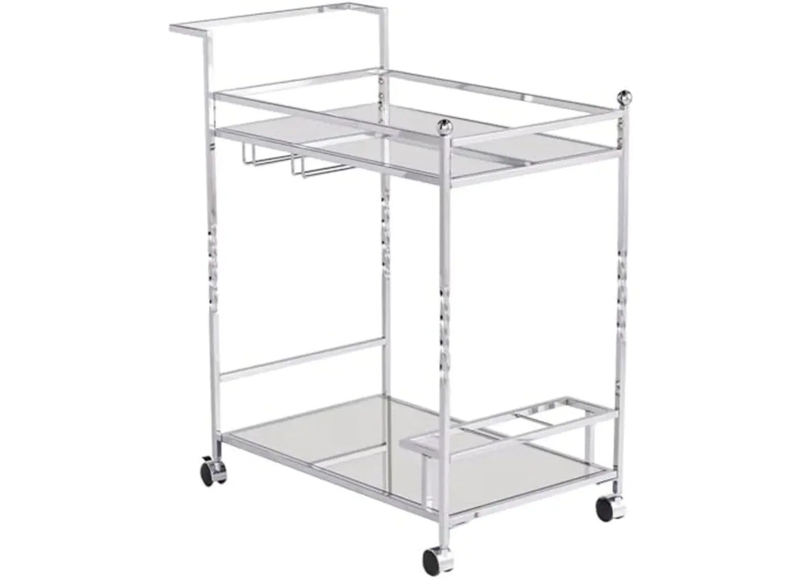 Southern Enterprises SEI Furniture Ivers Mirrored Metal Bar Cart in Chrome