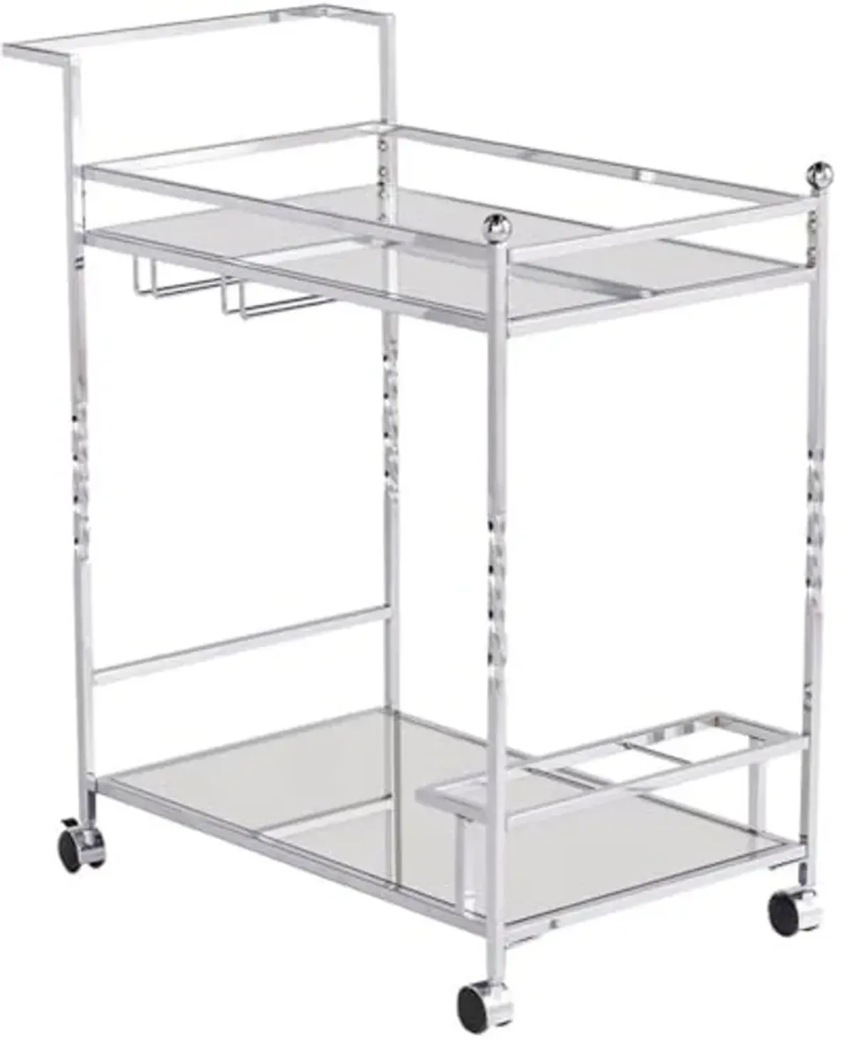 Southern Enterprises SEI Furniture Ivers Mirrored Metal Bar Cart in Chrome