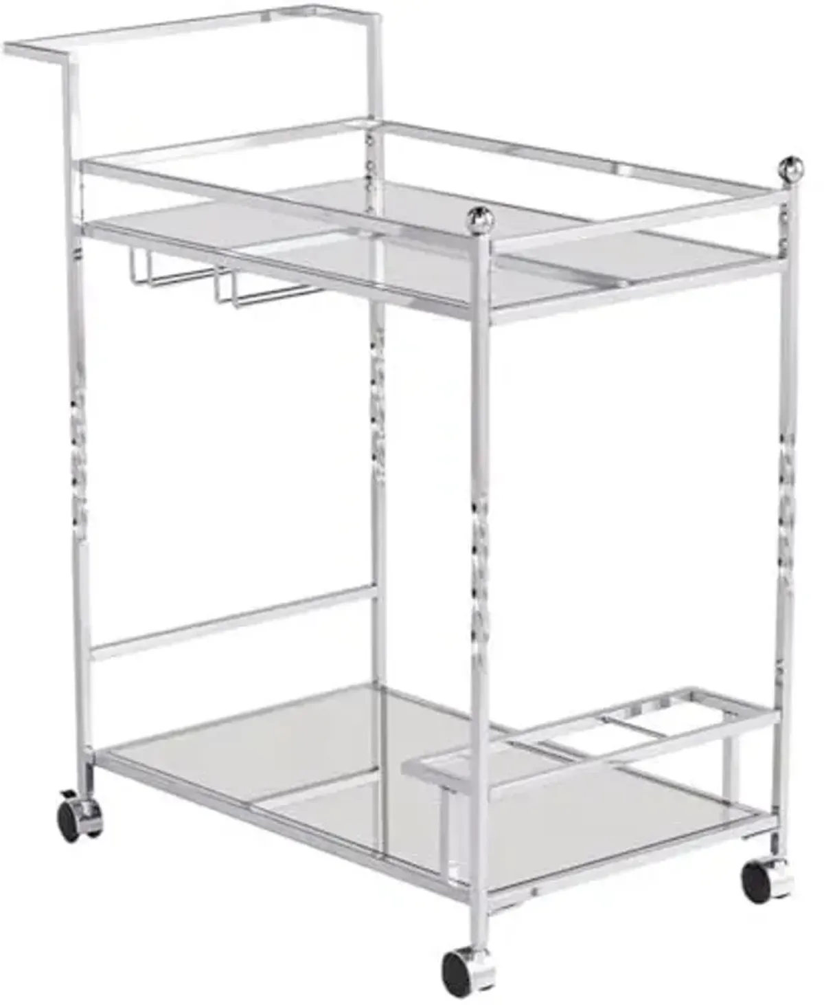 Southern Enterprises Ivers Mirrored Metal Bar Cart in Chrome